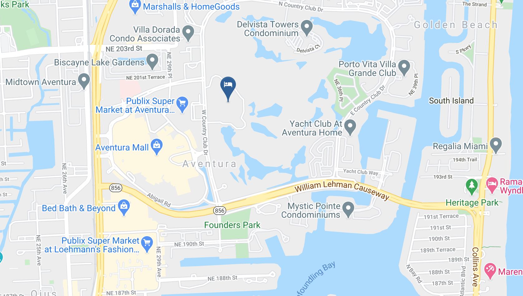 Map of Courtyard By Marriott Aventura Mall, Miami